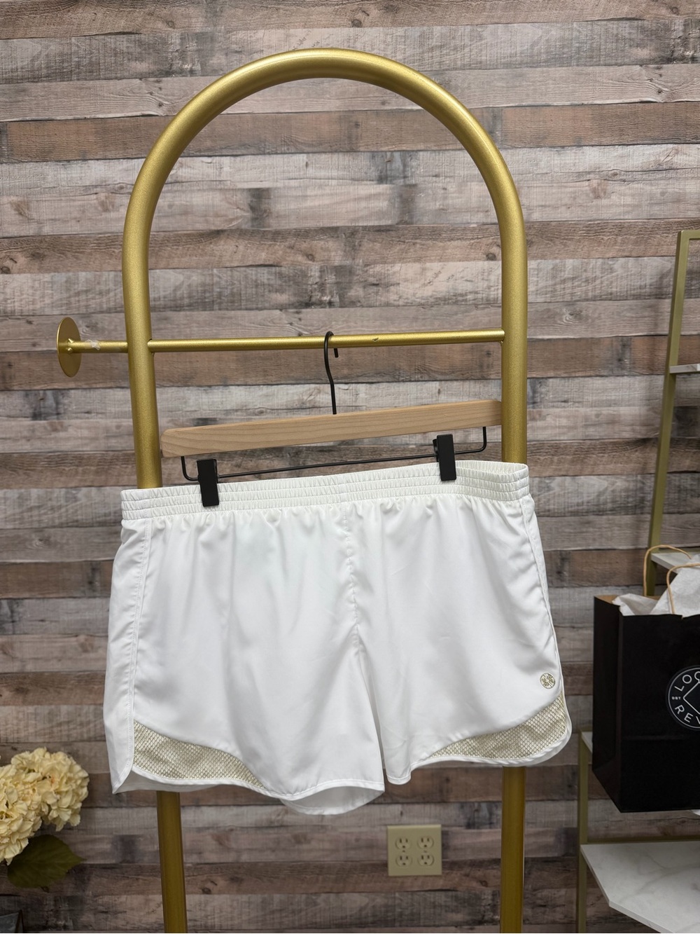 Lilly Pulitzer White Athletic Shorts with Gold Logo